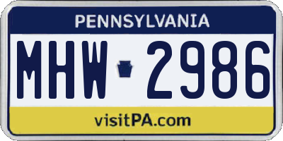 PA license plate MHW2986