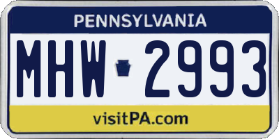 PA license plate MHW2993