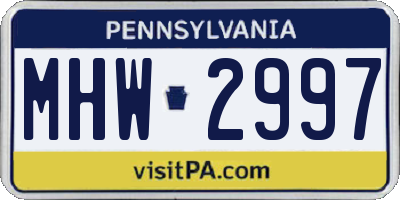 PA license plate MHW2997