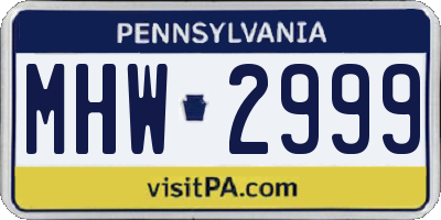 PA license plate MHW2999