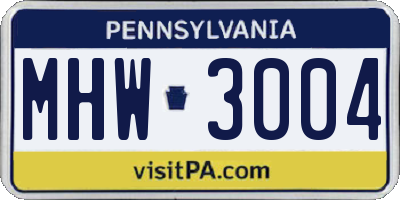 PA license plate MHW3004