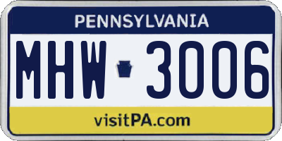PA license plate MHW3006