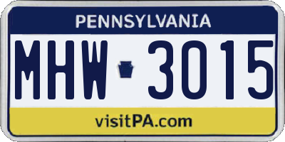 PA license plate MHW3015