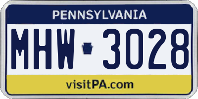 PA license plate MHW3028