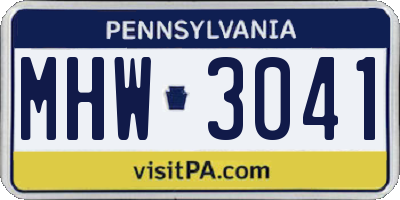 PA license plate MHW3041