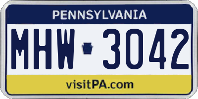 PA license plate MHW3042