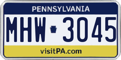 PA license plate MHW3045