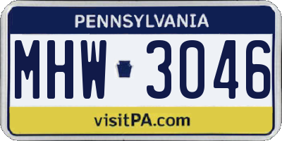 PA license plate MHW3046