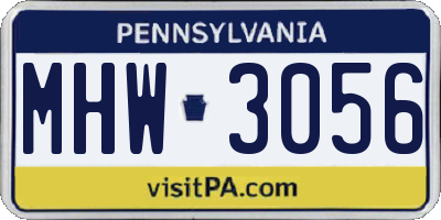 PA license plate MHW3056