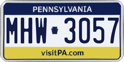 PA license plate MHW3057