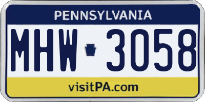 PA license plate MHW3058