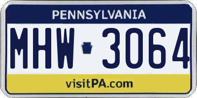 PA license plate MHW3064