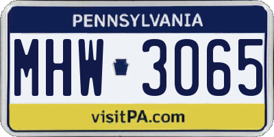 PA license plate MHW3065