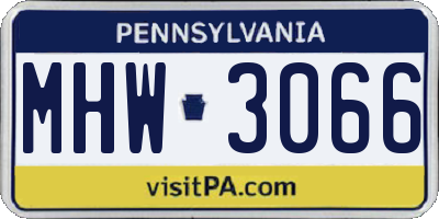 PA license plate MHW3066