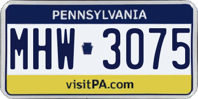 PA license plate MHW3075