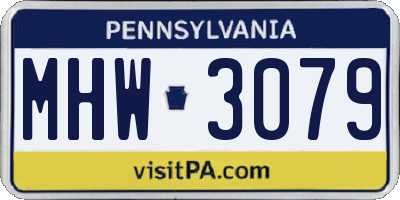 PA license plate MHW3079