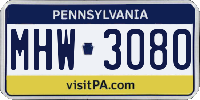 PA license plate MHW3080