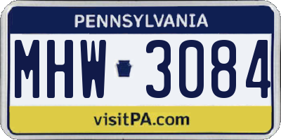 PA license plate MHW3084