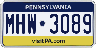 PA license plate MHW3089