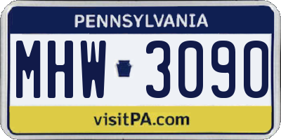 PA license plate MHW3090