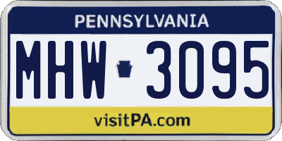 PA license plate MHW3095