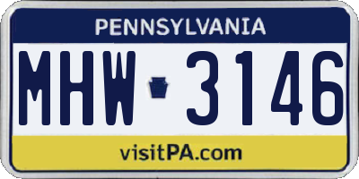 PA license plate MHW3146