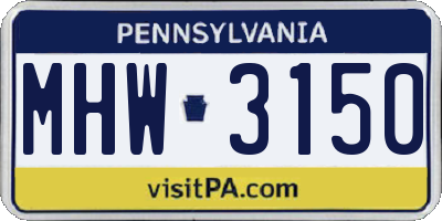 PA license plate MHW3150