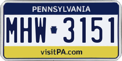 PA license plate MHW3151