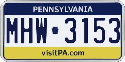 PA license plate MHW3153