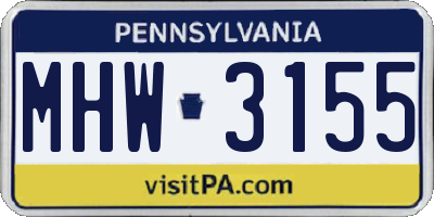 PA license plate MHW3155