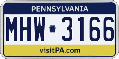 PA license plate MHW3166