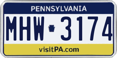 PA license plate MHW3174