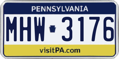 PA license plate MHW3176