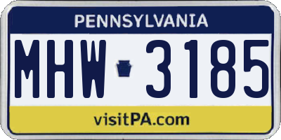 PA license plate MHW3185