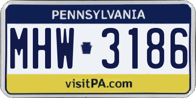 PA license plate MHW3186