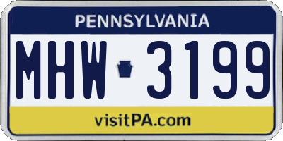 PA license plate MHW3199