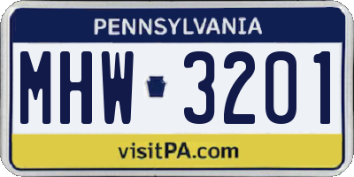 PA license plate MHW3201