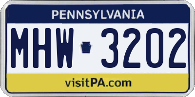 PA license plate MHW3202