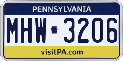 PA license plate MHW3206