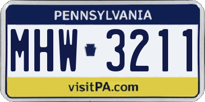 PA license plate MHW3211