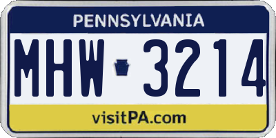 PA license plate MHW3214