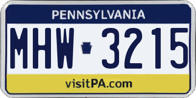 PA license plate MHW3215