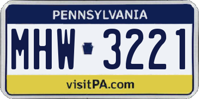 PA license plate MHW3221