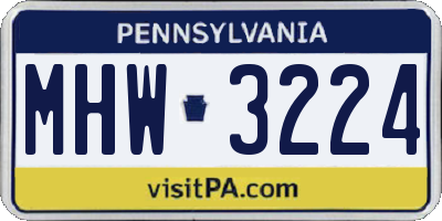 PA license plate MHW3224