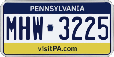 PA license plate MHW3225