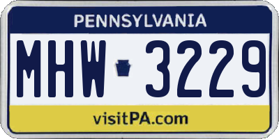 PA license plate MHW3229