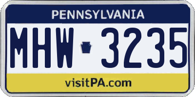 PA license plate MHW3235