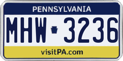 PA license plate MHW3236