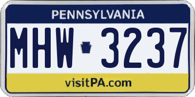 PA license plate MHW3237