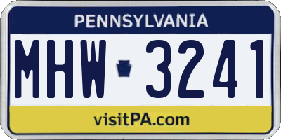 PA license plate MHW3241